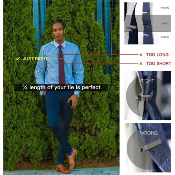 Silver Tie Clips for Men Classic Tie Bars Formal Wedding Business Gift Set - Picture 6 of 7